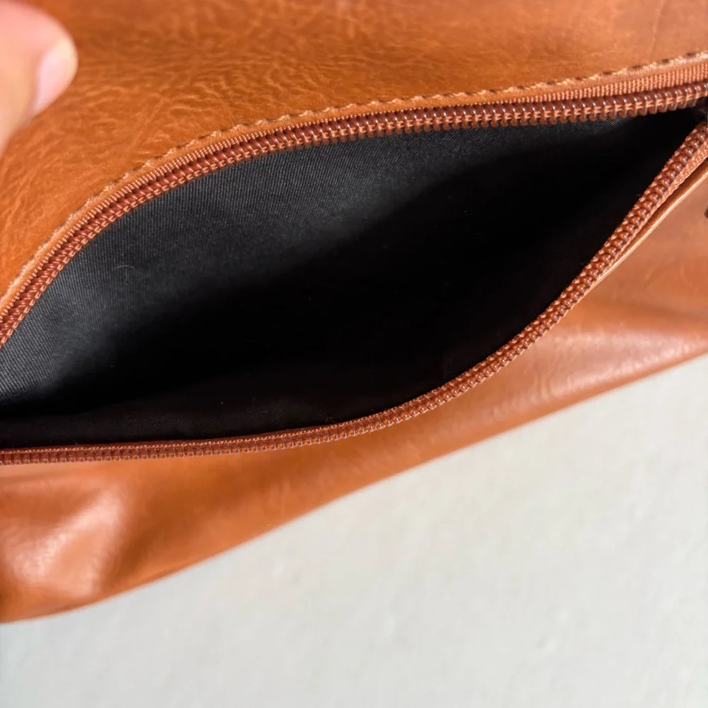 Sam & Hadley Studded Tan Faux Leather Shoulder Bag
